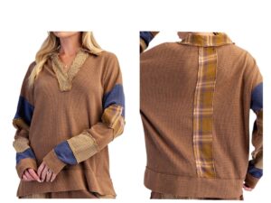 EASEL PATCHWORK THERMAL KNIT TOP