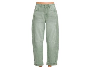 ZENANA BARREL LEG DENIM CROP JEAN