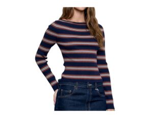 BLUPEPPER BOAT NECK STRIPE LONG SLEEVE SWEATER