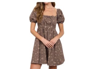 BLUPEPPER DITSY FLORAL PUFF SLEEVE MINI DRESS
