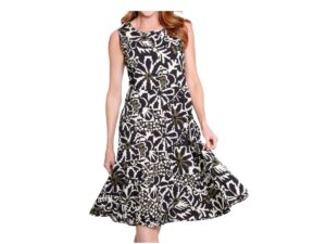 MULTIPLES MULTI TIER PRINT SCOOP NECK DRESS