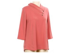 SOUTHERN LADY 3/4 SLEEVE SOLID WRAP NECK TOP
