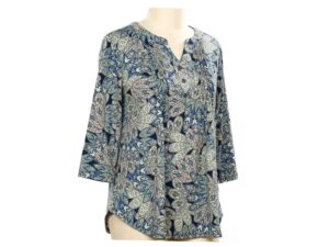 SOUTHERN LADY 3/4 SLEEVE PEACOCK PRINT TOP