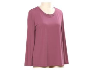 SOUTHERN LADY LONG SLEEVE SOLID TOP WITH NECK DETAIL