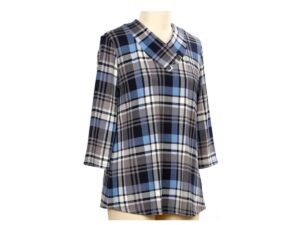 SOUTHERN LADY PLAID WRAP NECK TOP
