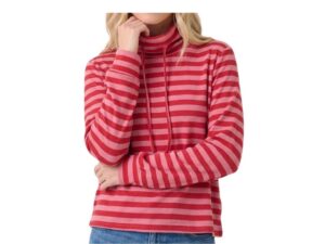 STACCATO DRAWSTRING FUNNEL NECK STRIPE TOP