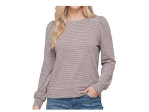 STACCATO PUFF SLEEVE MICRO PLUSH LONG SLEEVE TOP