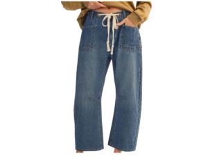 JODIFL DRAWSTRING BARREL LEG JEANS