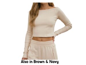 BLUPEPPER BOAT NECK RIB KNIT CROP TOP