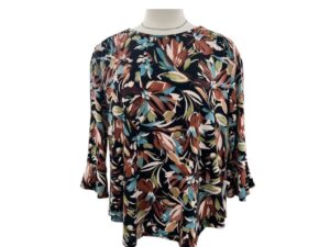 SOUTHERN LADY 3/4 SLEEVE ROUND NECK FLORAL PRINT TOP