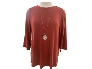 SOUTHERN LADY 3/4 SLEEVE HEATHERED KNIT TOP
