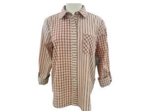 MULTIPLES LONG SLEEVE PLAID WOVEN BLOUSE