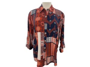 MULTIPLES 3/4 FLOUNCE SLEEVE PRINT BLOUSE