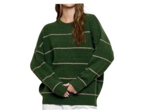 BLUPEPPER CREW NECK OVERSIZED STRIPE SWEATER