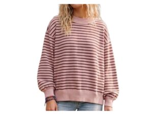 SEWN AND SEEN OVERSIZED FRENCH TERRY STRIPE PULLOVER