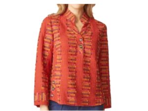 HABITAT EMBROIDERED STRIPE HALF BUTTON BLOUSE