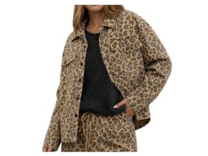 BLUPEPPER LEOPARD BUTTON DOWN SHACKET