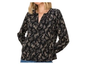 STACCATO LONG SLEEVE SPLIT NECK FLORAL BLOUSE