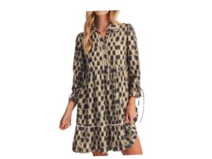 JODIFL BUTTON FRONT DOT PRINT DRESS