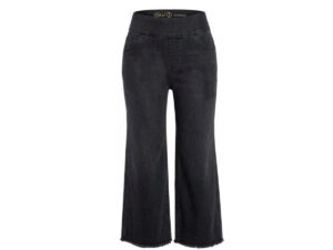 ETHYL BLACK WIDE LEG WITH FRINGE TRIM