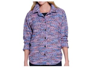 MULTIPLES CUFFED 2 POCKET BUTTON FRONT TWEED SHIRT