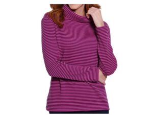 MULTIPLES MIDNIGHT NAVY STRIPE SIDE BUTTON T-NECK