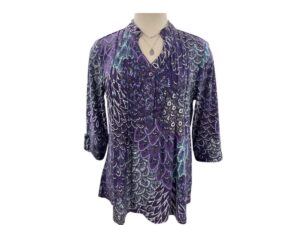 SOUTHERN LADY 3/4 SLEEVE FEATHER PRINT TOP