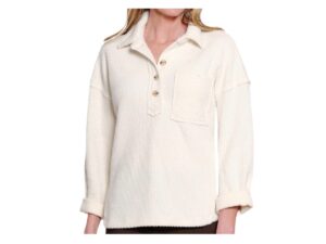 MULTIPLES KNIT 3 BUTTON COLLARED SHIRT