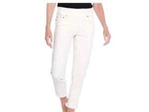 MULTIPLES WINTER WHITE FRINGE HEM ANKLE JEAN