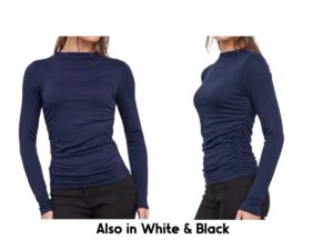 BLUPEPPER RUCHED SIDE LONG SLEEVE KNIT TOP