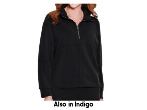 MULTIPLES KNIT CUFFED RAGLAN SLEEVE ZIP MOCK NECK