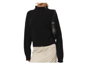 BLUPEPPER ROLLED MOCK NECK CROP SWEATER