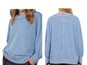 BLUPEPPER LONG SLEEVE MOCK NECK RIBBED KNIT TOP