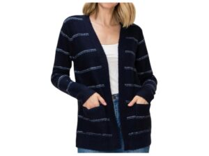 STACCATO DOUBLE DOT STRIPE OPEN CARDIGAN