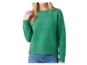 STACCATO CREW NECK PIN TUCK STRIPE SWEATER