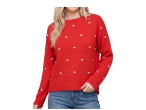 STACCATO EMBROIDERED DOT CREW NECK SWEATER