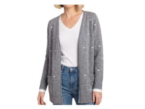 STACCATO EMBROIDERED DOT LONG SLEEVE OPEN CARDIGAN