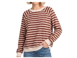STACCATO RAGLAN SLEEVE MICRO PLUSH STRIPE TOP