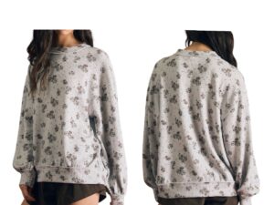 BLUPEPPER TEXTURED KNIT FLORAL/DOT TOP
