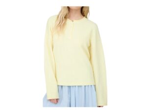 BLUPEPPER RAW ROLLED EDGE HENLEY SWEATER