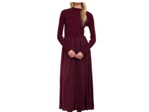 BLUPEPPER KNIT MOCK NECK SATIN MIDI DRESS