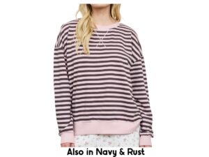 BLUPEPPER STRIPE V STITCH LONG SLEEVE PULLOVER