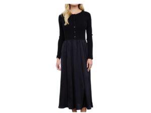BLUPEPPER KNIT CARDIGAN SATIN MIDI DRESS