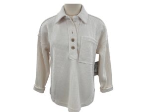 MULTIPLES KNIT 3 BUTTON COLLARED SHIRT