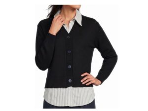 MULTIPLES LONG SLEEVE KNIT TWOFER CARDIGAN/SHIRT