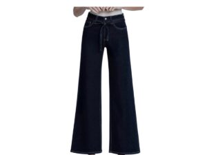 LOVERVET BY VERVET HIGH RISE DARK WASH TIE WAIST WIDE LEG