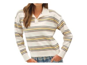 BE COOL JOHNNY COLLAR STRIPE SWEATER