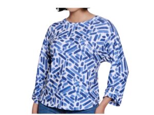 MULTIPLES DOLMAN SLEEVE INDIGO PRINT TOP